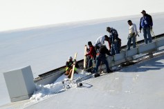 Fire Department Clears Ice from Stadium Roof Saturday