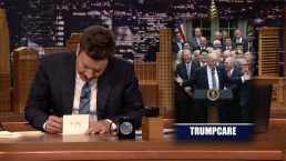 'Tonight': Fallon Thanks Trumpcare, Plastic Knives