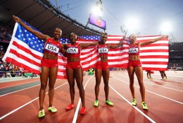 PHOTOS: World Record-Setting, Gold-Winning U.S. Women 4x100m Relay