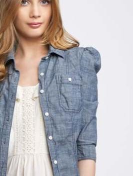 Puff-Sleeve Western Shirt