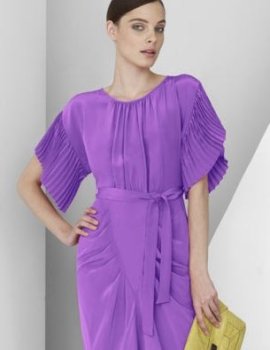 BCBG Pleated-Sleeve Dress