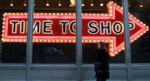 Holiday shopping sign reads: "Time to Shop"