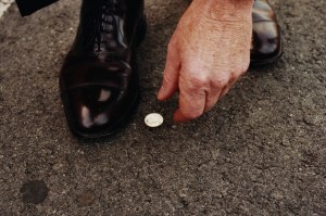 The streets of NYC are paved with quarters and nickels and pennies and dimes!