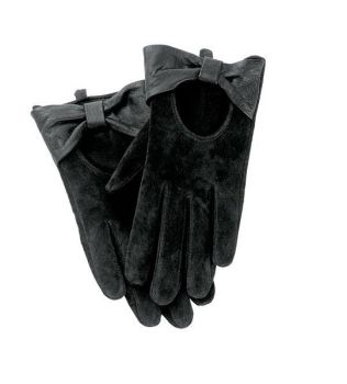 Leather & Suede Bow Gloves 
