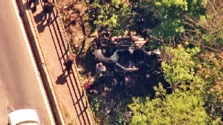 Aerials: Van Plunges Off Bronx River Parkway