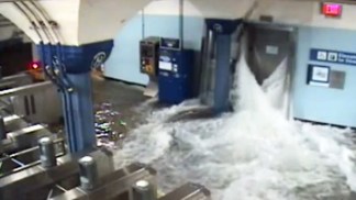 Sandy Floods the Hoboken PATH Station Through an Elevator Shaft