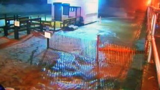 Ocean Thrashes, Stoplights Teeter on Long Beach
