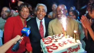 Charlie Rangel Celebrates Primary Win With Sparkler Cake