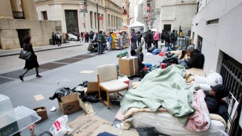 Occupy Protesters Sleep-Out on Wall Street