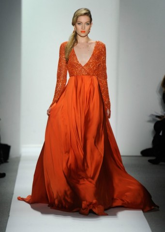 Model Takes a Spill on the Dennis Basso Catwalk