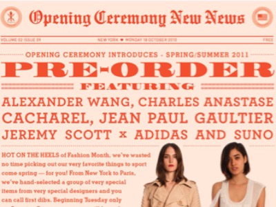Next Week: Opening Ceremony's Spring 2011 Pre-Order Opportunity