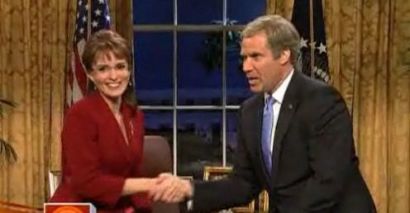Tina Fey and Will Ferrell were reunited on special Thursday edition of "Saturday Night Live" featuring George Bush's endorsement of the McCain-Palin ticket.
