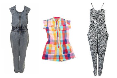 Playsuits from left by Topshop, A.P.C., and Forever 21.