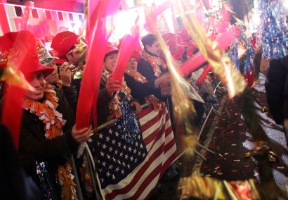 2007: Revellers gather in Times Square as they await the annual New Years Eve ball drop December 31, 2006 in New York City. 