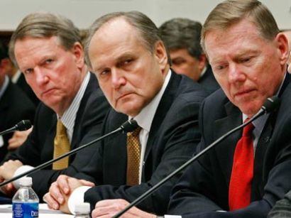The CEOs of GM, Chrysler, and Ford returned to Washington, DC today to ask again for a federal bailout of their companies. They left their private jets at home. The CEOs of GM, Chrysler, and Ford returned to Washington, DC today to ask again for a federal bailout of their companies. They left their private jets at home.
