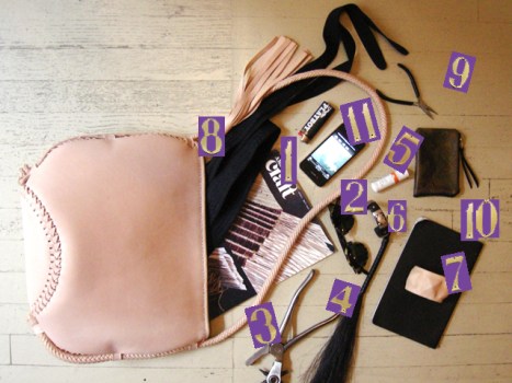 Purse Purge: Wendy Nichol Carries Vintage Craft Mags and Bright Orange Lip Balm