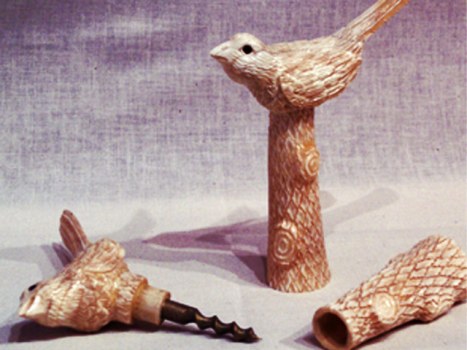 Whimsy: Handcarved Bird Corkscrew 