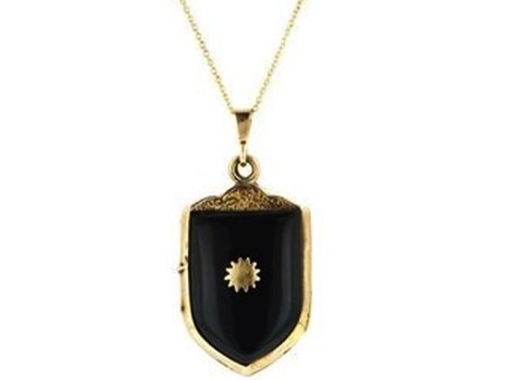 Ornate: Enamel & Hematite Shield Locket