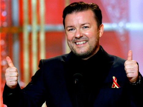 Ricky Gervais Makes No Promise to Behave at Last Golden Globes