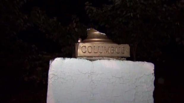 Vandals deface Columbus statue in New York's Central Park Vandals deface Columbus statue in New York's Central Park