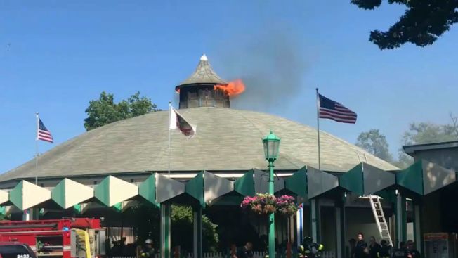 Carousel roof catches fire at NY amusement park; no injuries Carousel roof catches fire at NY amusement park; no injuries