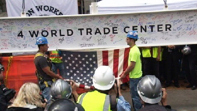 It was an emotional day in lower Manhattan Monday as crews installed the final steel beam at 4 World Trade Center. It's a milestone for a project designed to restore the city's skyline. Gus Rosendale reports.