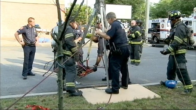 Recovering from a fall into a storm drain, a Long Island street sweeper talks about his recovery and the scary ordeal.