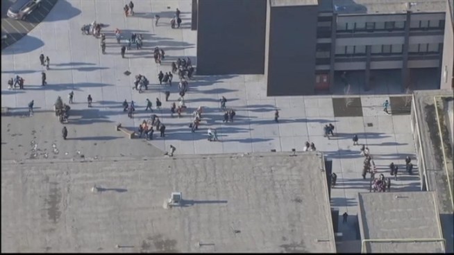 Schools in Mamaroneck, N.Y. were locked down Thursday after a man with a gun showed up at a middle school and tried to get in. Gus Rosendale reports.