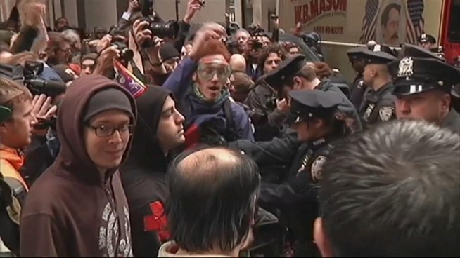 Protesters spent Thursday morning criss-crossing lower Manhattan in their Day of Action, and some seemed intent on ending up in jail. Melissa Russo reports after spending the day among the ranks.