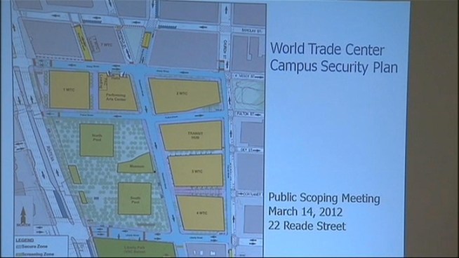 Some Lower Manhattan residents worry their neighborhood will soon become a fortress if NYPD's security plan for the WTC site and surrounding areas goes into effect. Andrew Siff reports from a community hearing on the plan.