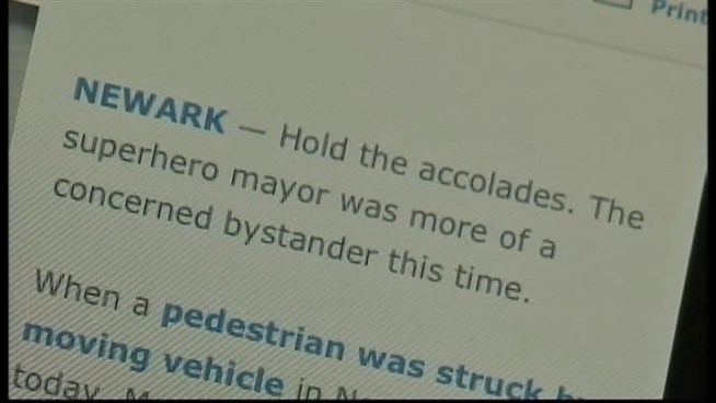 Newark’s mayor was among a group of good Samaritans who came to the aid of a pedestrian hit by a car Friday.