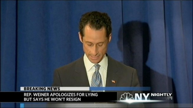 In a dramatic press conference Monday, Rep. Anthony Weiner admits to sending lewd photos and exchanging racy messages online with women. He said afterward he welcomed the ethics investigation announced by House Speaker Nancy Pelosi. Andrew Siff reports.