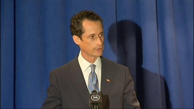 Rep. Weiner gets emotional during his public apology to wife Huma Abedin at the press conference Monday. He said she was 