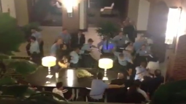 Three people are charged in connection with a weekend wedding brawl at the Society Hill Sheraton. One person is accused of allegedly assaulting a police officer. NBC10's Denise Nakano updates the situation.