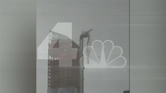 NBC 4 New York Exclusive: A crane on top of the luxury residential building at 157 57th Street between 6th and 7th avenues in Midtown collapses Monday evening.