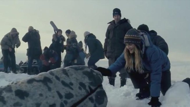 Drew Barrymore, John Krasinski, Dermot Mulroney, Kristen Bell, Stephen Root, Ted Danson, Tim Blake Nelson, James LeGros and Rob Riggle come together to save three whales trapped in the ice of the Arctic Circle. Naturally, this is based on a true story. Opens, Feb. 3, 2012.