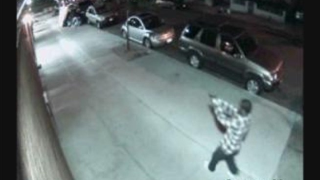 This dramatic video shows a man shooting at two people in the Soundview section of the Bronx late Wednesday night. Police are searching for the suspect.