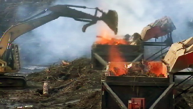 Debris from Sandy is raising a possible health concern on Long Island, where the material is being burned and setting off worries that residents are breathing in unsafe air. Greg Cergol reports.