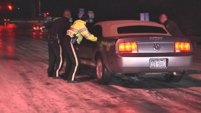 Light snow was falling across parts of the tri-state area Thursday night. Katy Tur reports.