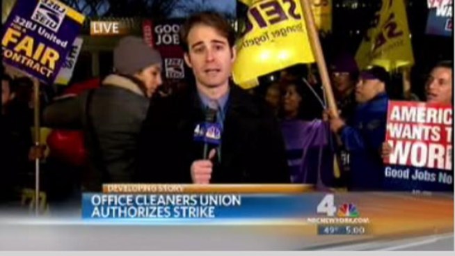 Chris Glorioso reports live at 5 p.m. from a cleaners' union strike in Manhattan, where some Occupy Wall Street members have joined in the movement.