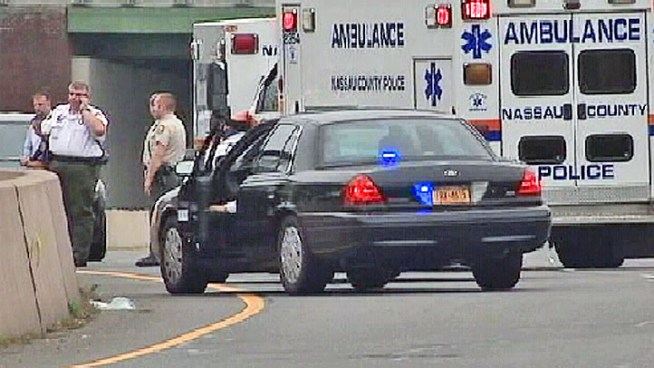 Police say the officer was struck by a car north of the Atlantic Beach Bridge just before noon on Tuesday. Pei-Sze Cheng reports.