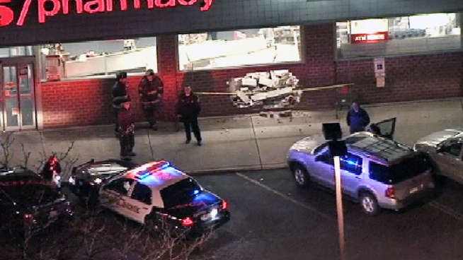 An SUV plowed through the brick wall of a CVS store in the Lakeview Shopping Center in Clifton, N.J. Monday evening. There are no reported injuries.