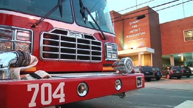Three Elmont volunteer fire fighters were in area hospitals Wednesday after they were launched from the back of a truck specially designed for use in competitive contests. Chris Glorioso reports.