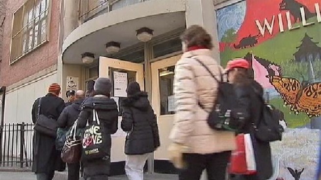 Parents poured into P.S. 87 on the Upper West Side Monday following the arrest of a teacher's aide accused of sexually abusing a student. Katherine Creag reports.