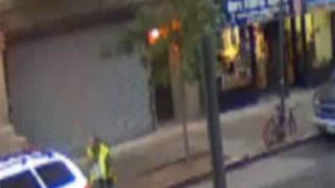 Police are searching for the gunman seen shooting at other men in this surveillance footage from Harlem Wednesday, Sept. 28.