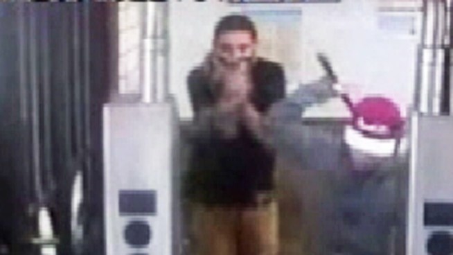 Police are looking for three teens who tried to take a man's jacket in the West 157th Street subway station on the no. 1 line and beat him with nunchucks when he resisted. This is surveillance video from the subway station.