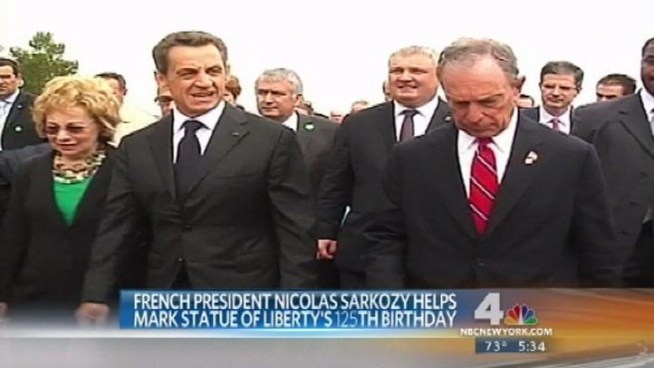 French President Nicolas Sarkozy was with Mayor Bloomberg at the Statue of Liberty Thursday to celebrate the 125th anniversary of the Statue of Liberty, a gift from the French.