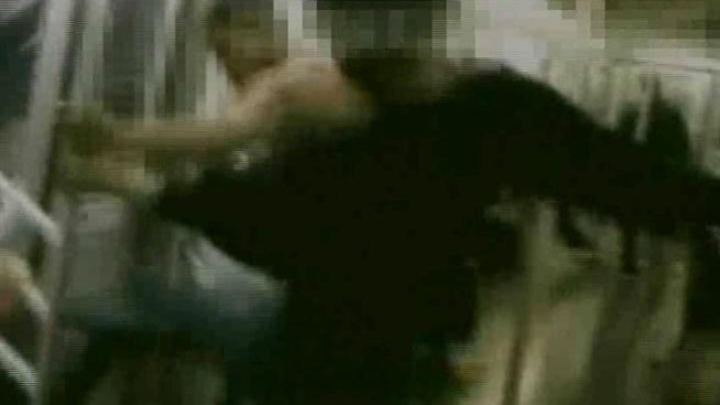 NYPD released this video of a vicious beating of a 25-year-old man on a Queens-bound L train on Nov. 8. Police are searching for the suspects.