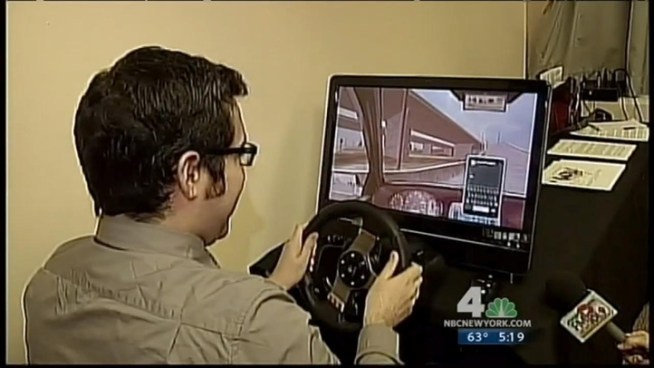 A texting-while-driving simulator that resembles an old-fashioned video game is being demonstrated at nine Westchester County high schools this week.