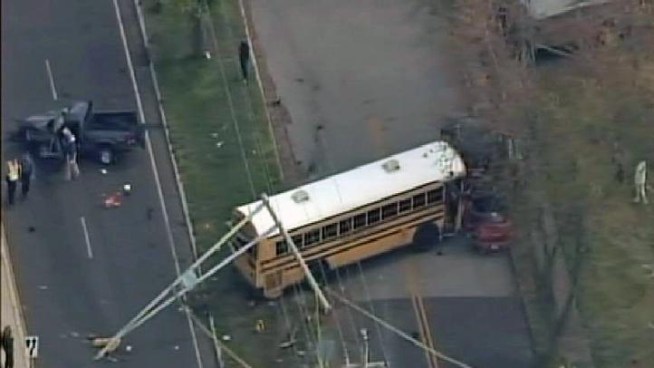 Police in New Jersey are investigating an accident involving a pickup truck and a school bus in Toms River.